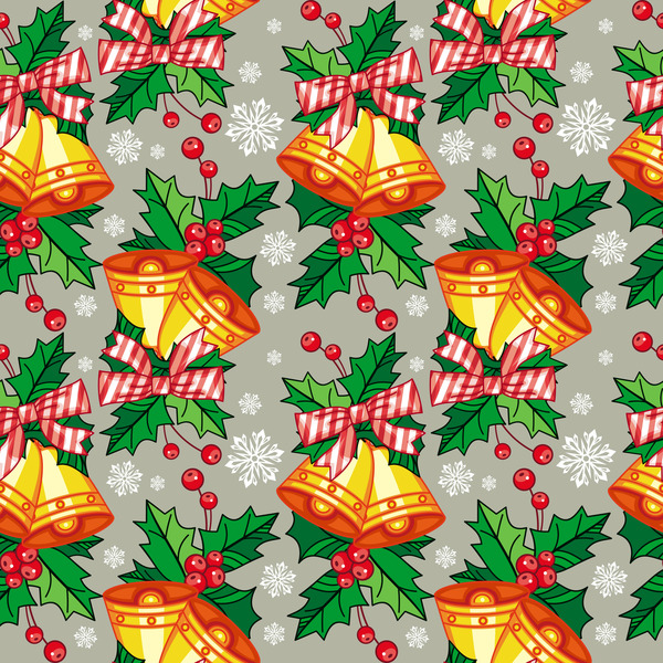 seamless pattern holly christmas bells 