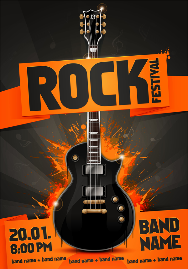 rock poster party guitar festival 