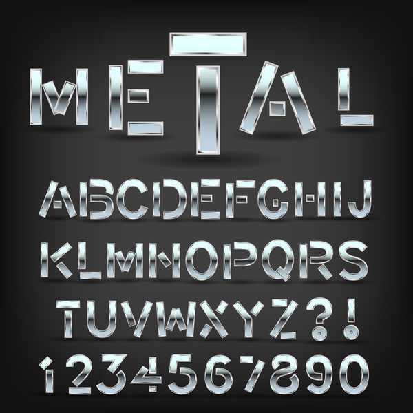 silver numbers metal alphabet 