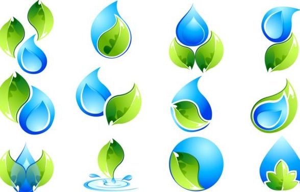 water logos leaves green 