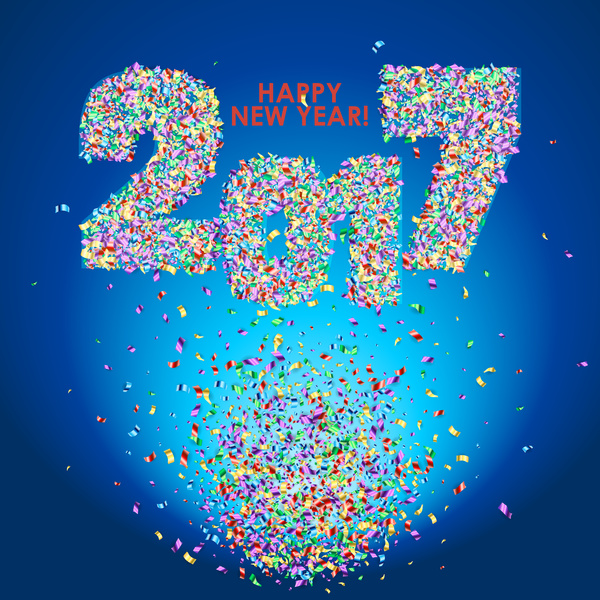 year new confetti colored 2017 
