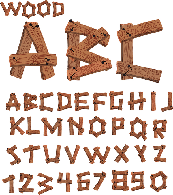 wood textures numbers alphabet 
