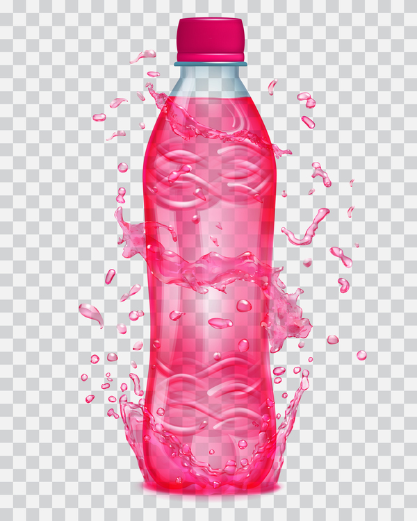 water splashes pink bottles 