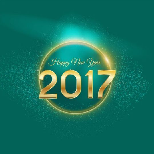 year new happy green golden 2017 