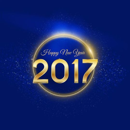 year new happy golden blue 2017 