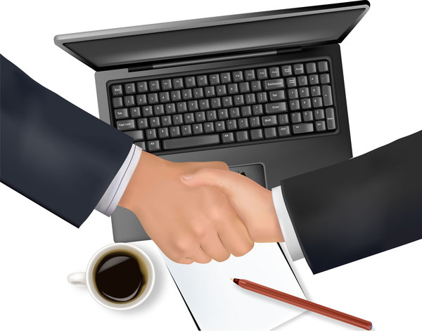 laptop handshake business template 