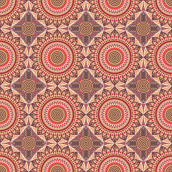 seamless pattern floral ethnic cricles 