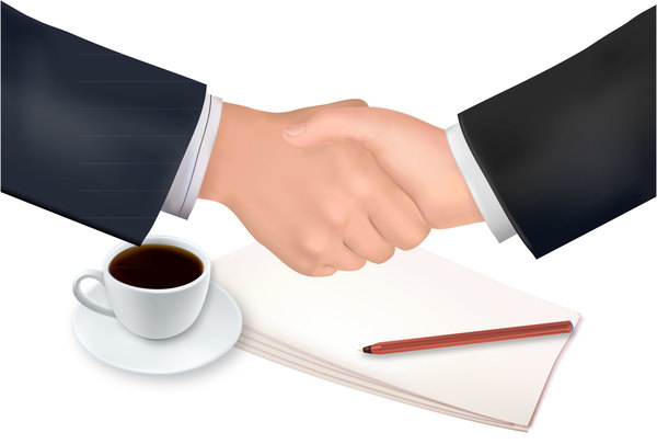 papers handshake coffee business 