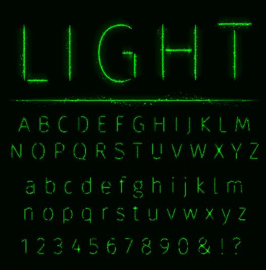 number light green alphabet 