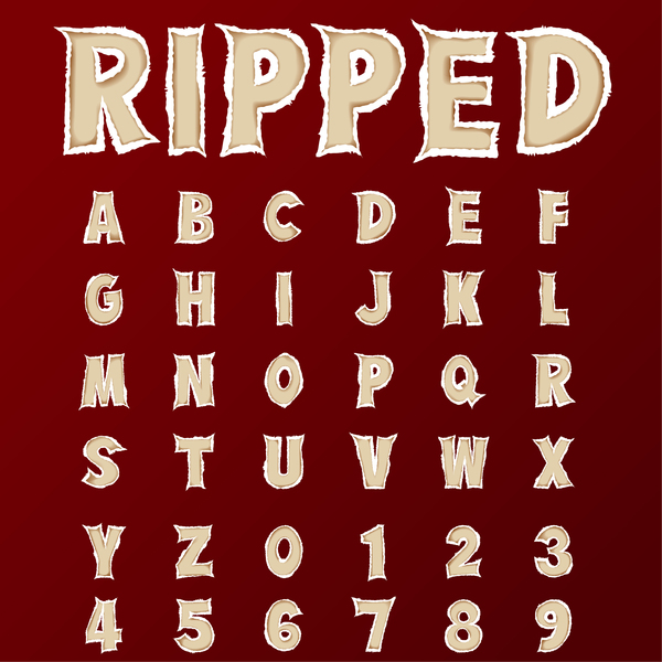 ripped paper open alphabet 