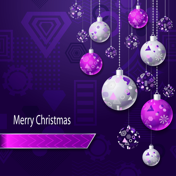 silver purple dark christmas balls 