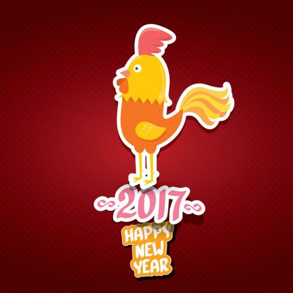 year sticker rooster new 2017 