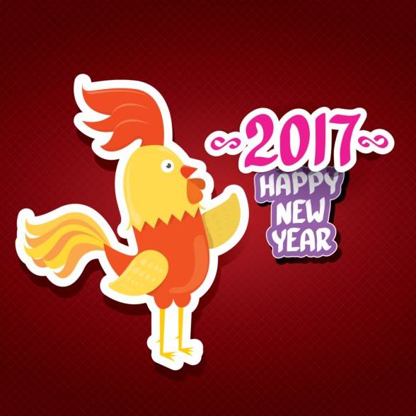year sticker rooster new 2017 
