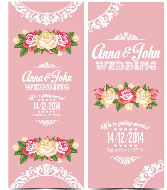 wedding vertical invitation flower card 