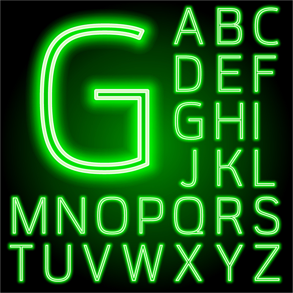 neon green alphabet 