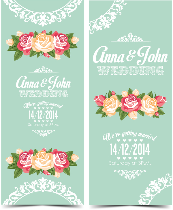 wedding vertical invitation flower card 