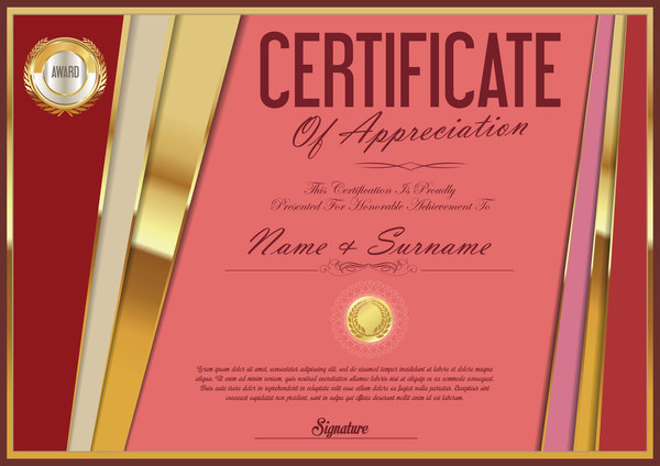 luxury golden certificate 