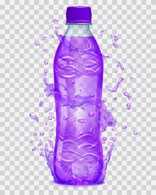 water splashes purple bottles 