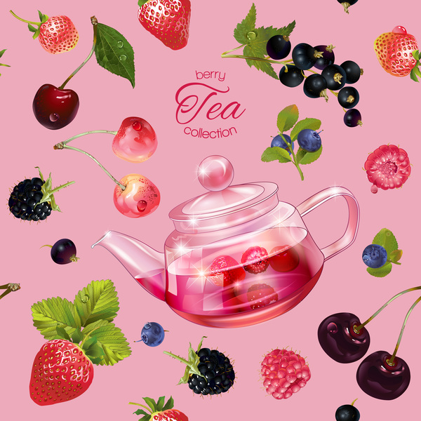 tea seamless pattern Berry 