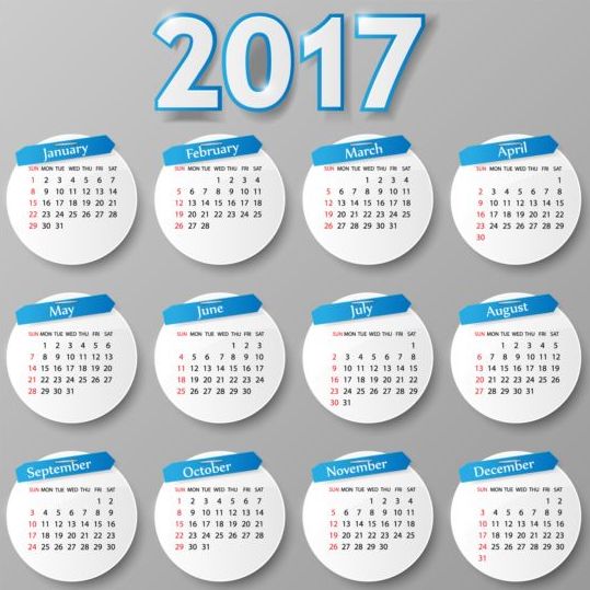 card calendar 2017 