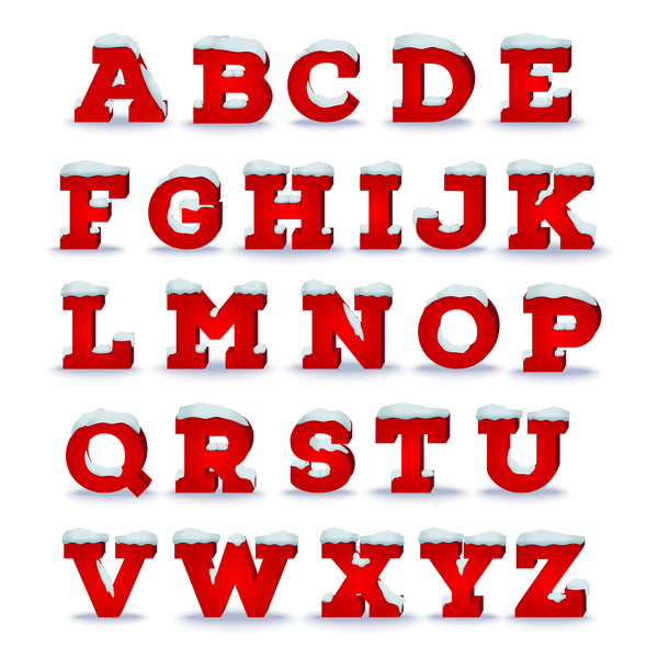 red material christmas alphabet 