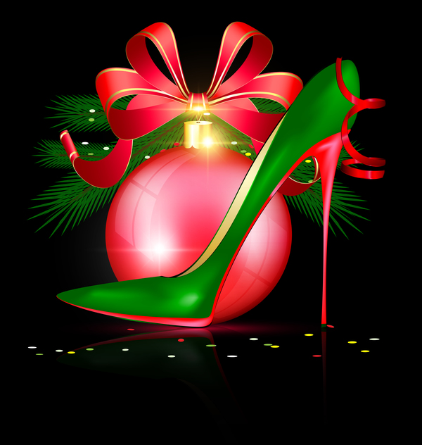 ribbon red high heels christmas bow ball 