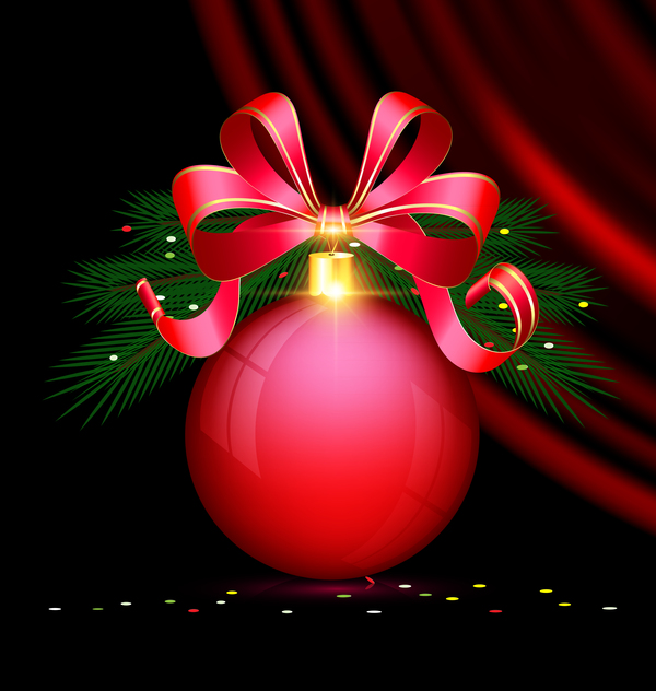 ribbon red christmas bow black ball 