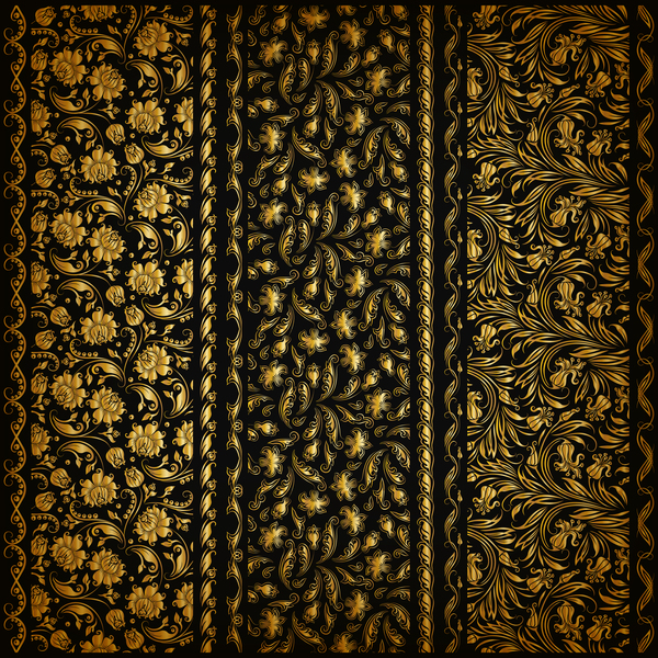 seamless pattern golden floral decor 