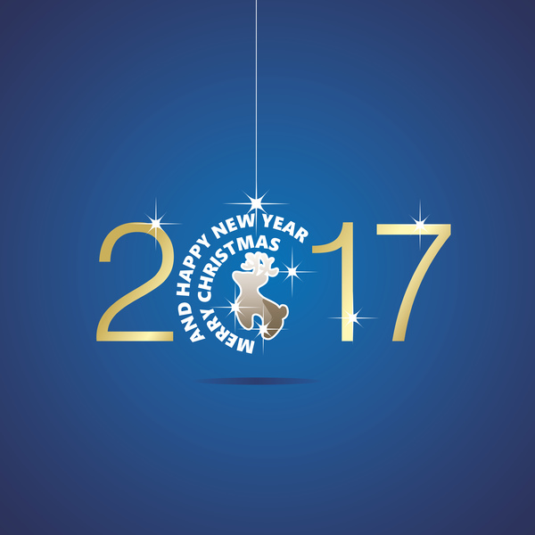 year new happy deer christmas blue ball 2017 