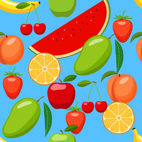 Various seamless pattern fruits 