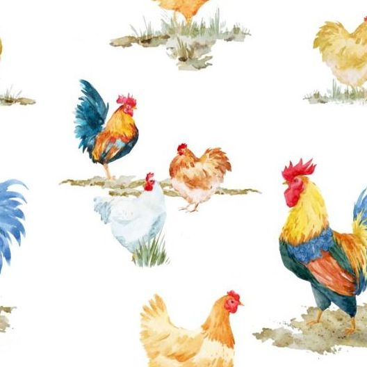watercolor seamless pattern cock 