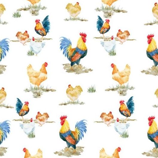watercolor seamless pattern cock 