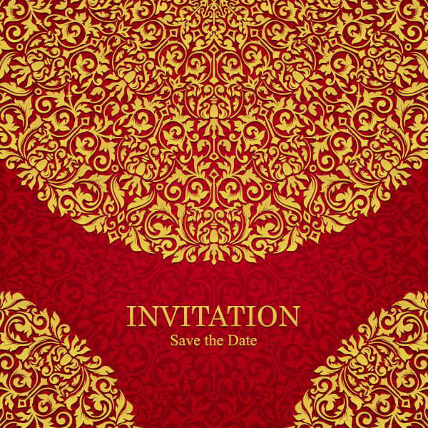 red invitation golden 