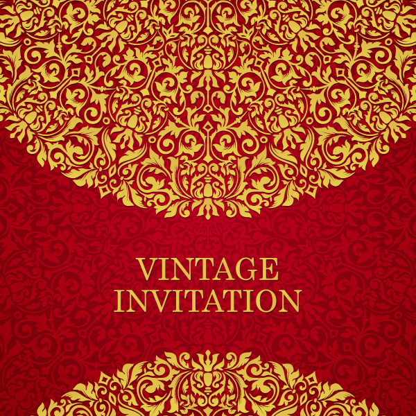 red invitation golden 