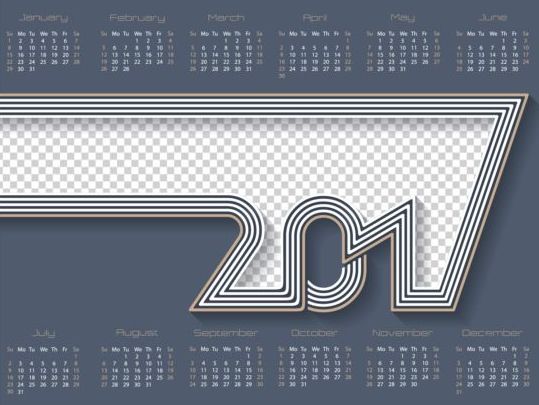 gray calendar 2017 