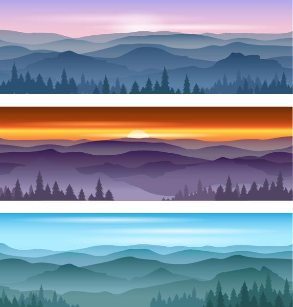mountains landscape Forests banners 