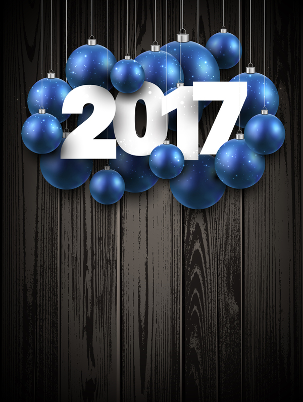 wooden christmas blue ball 2017 