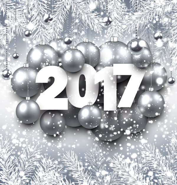 year silver shining new christmas baubles 2017 