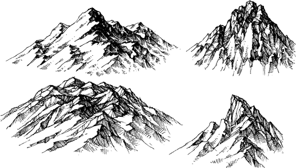 sketch mountains hand drawn 